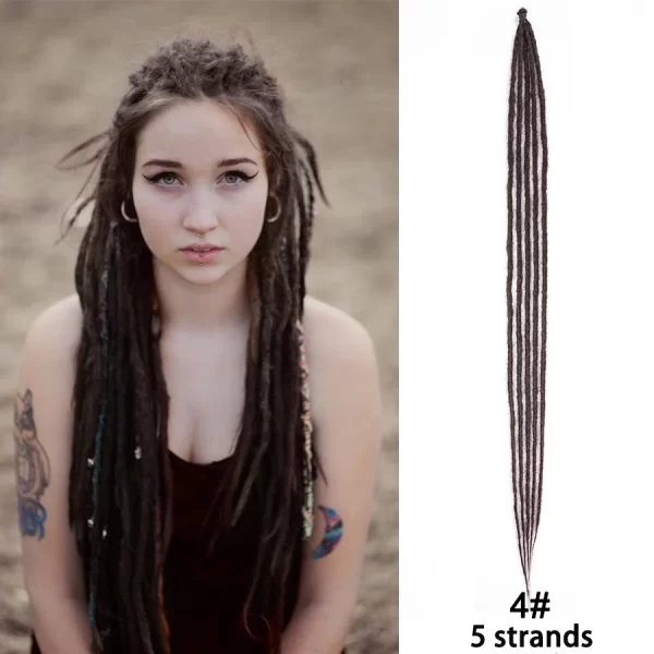 5strands Dreadlocks Hair Extensions Synthetic Faux Locs Crochet Hair Braids Hip-hop Knotless Hook Ombre Braiding African Tribe - Image 12