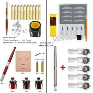 1 Set 3D Microblading Pen Tattoo Training Kit Eyebrow Tattoo Practice Professional Permanent Makeup Tattoo Eyebrow Wholesale