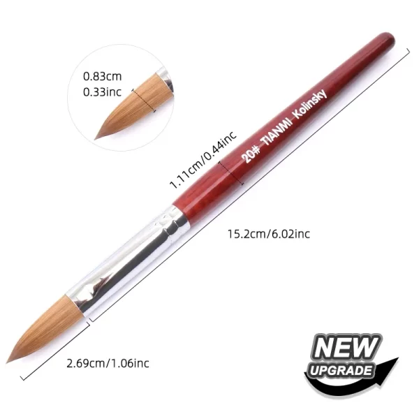 Kolinsky Hair Nail Brush Good Quality Nail Art Mink Brush Wood Handle Gel Nail Builder Manicure Brush Drawing Tools Size 8-24 - Image 21