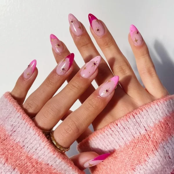 24pcs Christmas False Nails Flower Strawberry Almond Fake Nail Press on Nails Tips DIY Faux Fingernails Detachable Manicure - Image 4