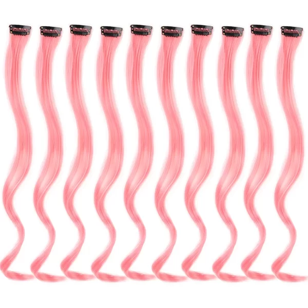 Clip in Hair Extensions,10Pcs/Pack Colored Curly Wave Hair Extensions Party Highlights Long Curly Synthetic Hairpieces for Women - Image 16
