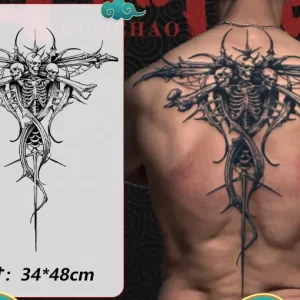 Full Back Chest Herbal Juice Ink Semi-permanent Tattoo Stickers 7-15 Days Long Lasting Temporary Fake Tattoo Totem Men Adult