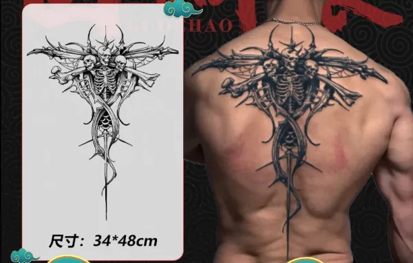 Full Back Chest Herbal Juice Ink Semi-permanent Tattoo Stickers 7-15 Days Long Lasting Temporary Fake Tattoo Totem Men Adult