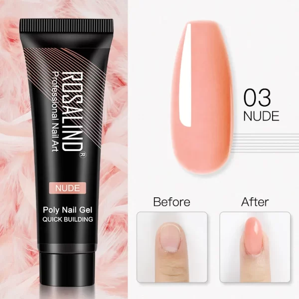 ROSALIND Colorful 15ml Poly Nail Gel Semi Permanent Acrylic Liquid Fast Extension Nail Gel Build Cured with UV/LED Lamp - Image 45