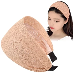 Fashionable Wide Lace Headband Anti-Slip Design Stylish Wide Embroidered Border  Women's Knitted Hair Accessories Elegant Style