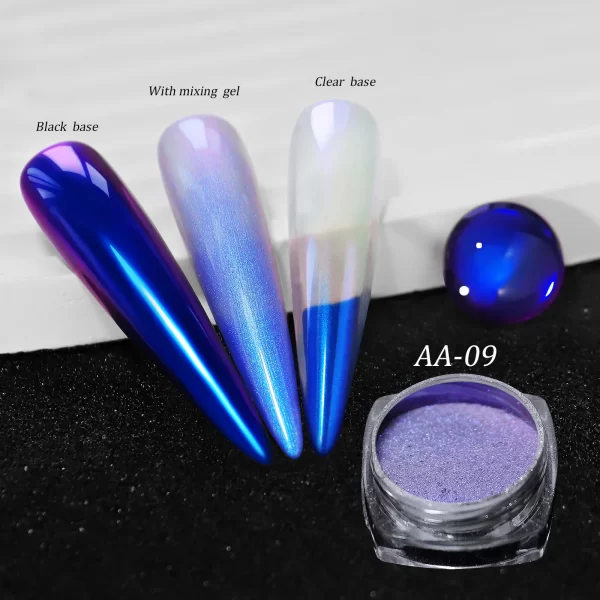 1jar Gradient Chrome Nail Powder Optical Neon Mirror Powder Metallic Mirror Effect Chameleon Pigment Glitter For DIY Manicure - Image 12