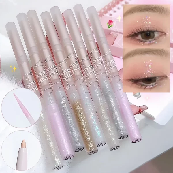 2 In 1 Liquid Glitter Eyeshadow Matte Skin Tone Silkworm Pen Pearl Shimmer Waterproof Liquid Sequins Eyeliner Eye Shadow Makeup - Image 2