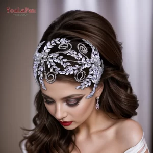 YouLaPan Crystal Headbands for Women Wedding Bride Headband Hair Accessories Pageant Crown Flower Bridal Headdress Tiara HP443