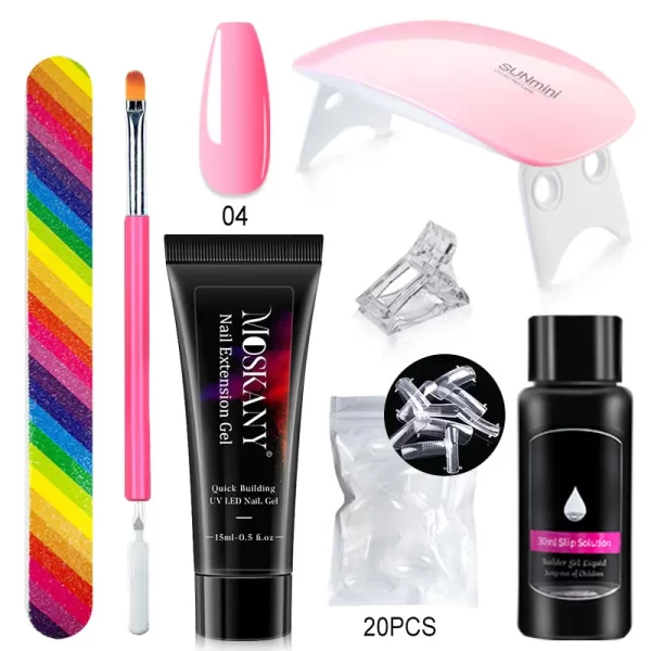 Poly Nail Gel Full Set With 6W LED Lamp Nail Set For Beginner Nail Tips Art 3D Design Decoration Extension Manicure Tools Kit - Image 10