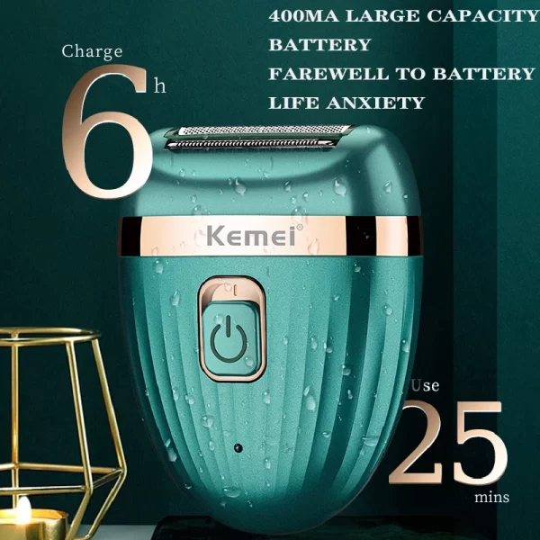 Kemei Rechargeable women electric shaver female razor facial leg bikini trimmer hair remover body lady shaver for women wet&dry - Image 5