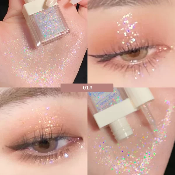 Crystal Liquid Eye Shadow Glitter Pink Blue Sequins Bright Eye Liner Pen Pearlescent Shiny Long Lasting Waterproof Eyes Makeup - Image 3