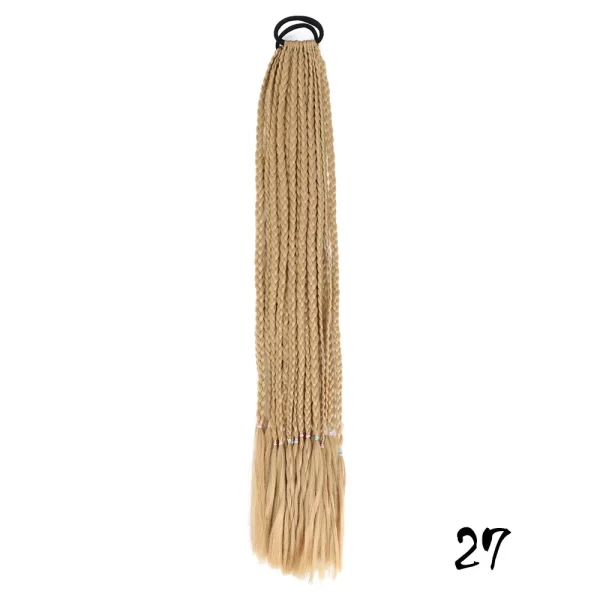 Synthetic Colored Braided Ponytail Hair Extension 60CM Elastic Rubber Band Braiding Ponytail Hair Extensions For Girls - Image 33