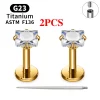 2/10PCS G23 Titanium Piercing Jewelry Ear Cartilage Tragus Heart Flat Back Stud Earrings 16G CZ Internal Thread Labret Lip Ring - Image 31