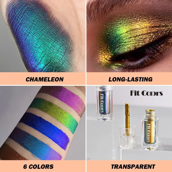 Aurora Metallic Eyeshadow Powder Pigment Aurora Multi Chrome Liquid Eye Shadow Stick High Light Chameleon Eyeshadow Makeup - Image 5