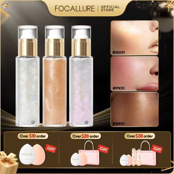 FOCALLURE Glitter Body Spray Pearlescent Long-Lasting Setting Spray Hydrating Mermaid Highlighter Face Makeup Cosmetics - Image 2