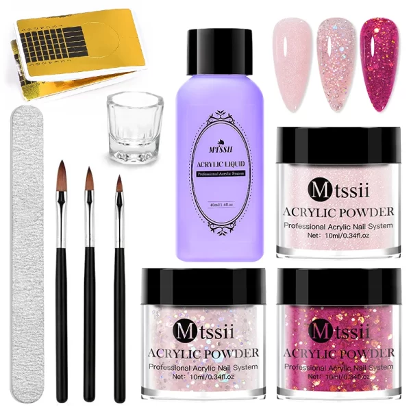 Nail Crystal Powder Kit Acrylic Liquid With Brush Pink White Acrylics For Nails Extension Carving Professional nail equipment - Image 13