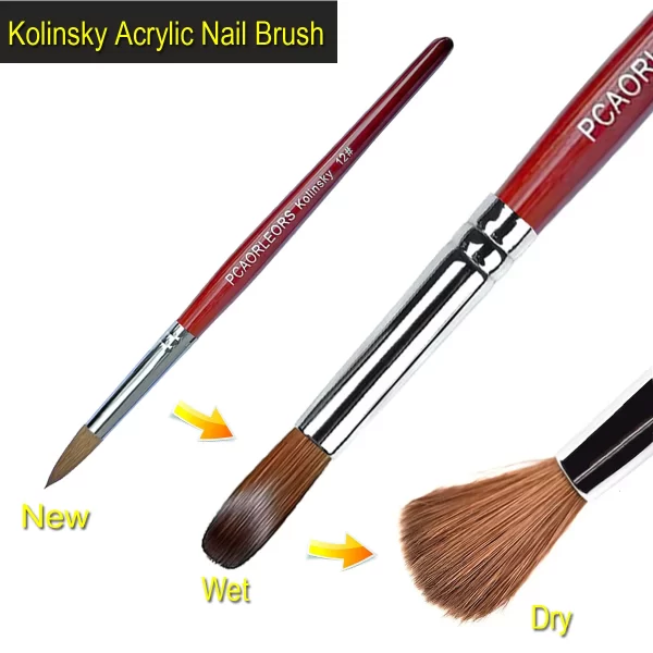 UsiDaer Kolinsky Nail Brush Acrylic with Red Round Wooden Handle and 100% Kolinsky Sable Hair for Crystal UV Gel Painting - Image 4