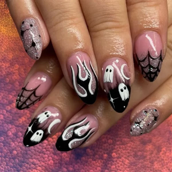 Red Spider Printed False Nails Halloween Nail Art Decor Press on Nails for Girl Gifts Short Round Cool y2k Style Fake Nail Tips - Image 10