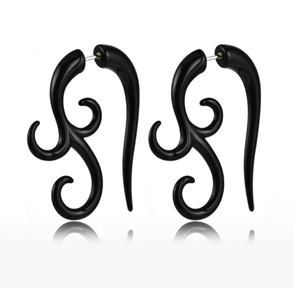 WKOUD Pair Black Acrylic Fake Cheater Twist Spiral Ear Taper Gauges Expanders Earring Tunnel Plugs Piercing Body Jewelry - Image 7