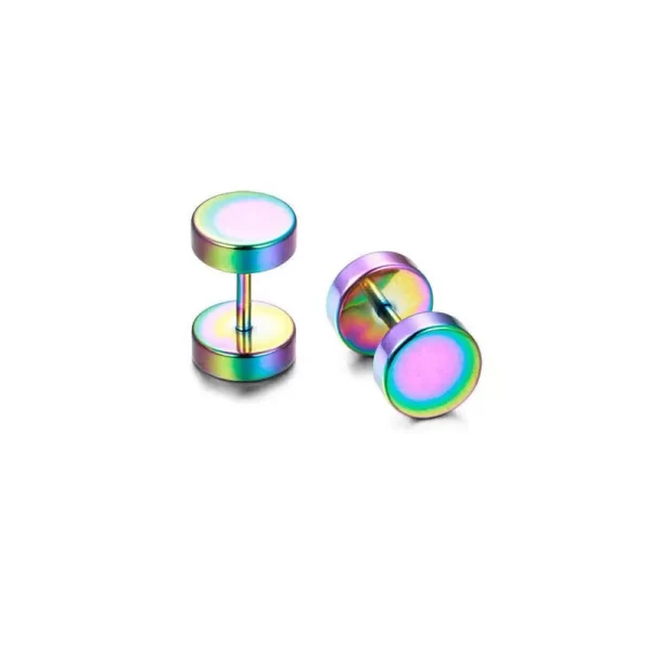 19 Pairs Stainless Steel Men Earrings Studs Ear Piercing Plugs Tunnel Screw Fake Gauges Earrings Flat Back Stud Earring Set - Image 19