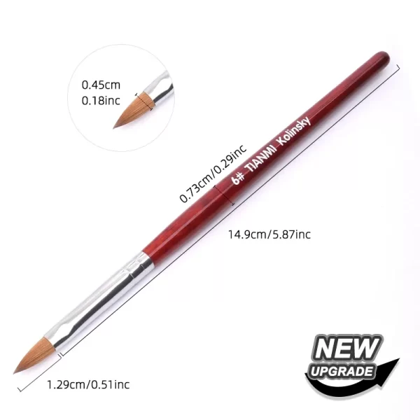 Kolinsky Hair Nail Brush Good Quality Nail Art Mink Brush Wood Handle Gel Nail Builder Manicure Brush Drawing Tools Size 8-24 - Image 18