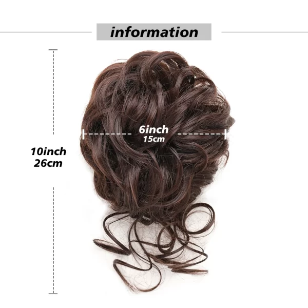Messy Bun Synthetic Hair Piece Claw Clip Curly Wavy Hair Bun Tousled Updo Scrunchie Long Beard Chignon Ponytail for Daily Wear - Image 5