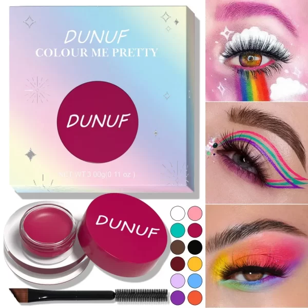 12 Colors Waterproof Eyeshadow Cream Long Lasting Eyeliner Matte Body Face Painting Pigment Eyebrow Tint Makeup with Brush - Image 2