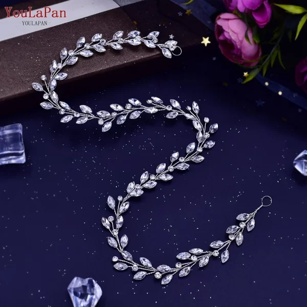 YouLaPan HP390 Luxury Wedding Headpiece Rhinestone Hair Vine for Bride Headwear Alloy Flower Headband Weding Hair Accessories - Image 6