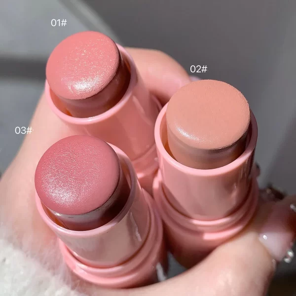 3 Color Blush Stick Matte Face Blusher Tinted Moisturizing Lasting Natural Rouge Contour Cream Blusher Cosmetics Cheek Makeup - Image 4