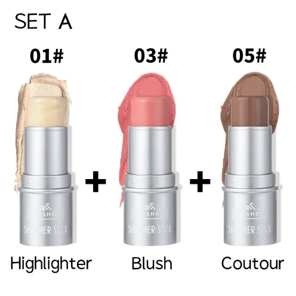 Face Brown Contouring Bronzer Stick Multifunctional Highlighter Blush Silkworm Brightening Sculpt Facial Outline Shadow Cosmetic - Image 13