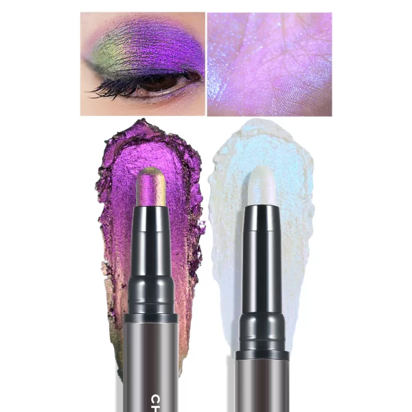 CHARMACY 2 In 1 Multichrome Eyeshadow Sticks High Pigmented Glitter Eyeshadow Waterproof Eye Shadow Pen Metallic Makeup 6 Color - Image 8