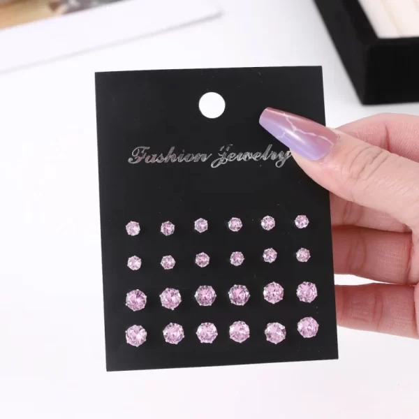 12 Pair/Lot White Shiny Wedding Stud Earrings Set For Women Men Crystal Jewelry Accessories Oorbellen Jewelry Earrings - Image 3