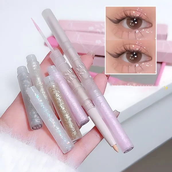 2 In 1 Liquid Glitter Eyeshadow Matte Skin Tone Silkworm Pen Pearl Shimmer Waterproof Liquid Sequins Eyeliner Eye Shadow Makeup - Image 5