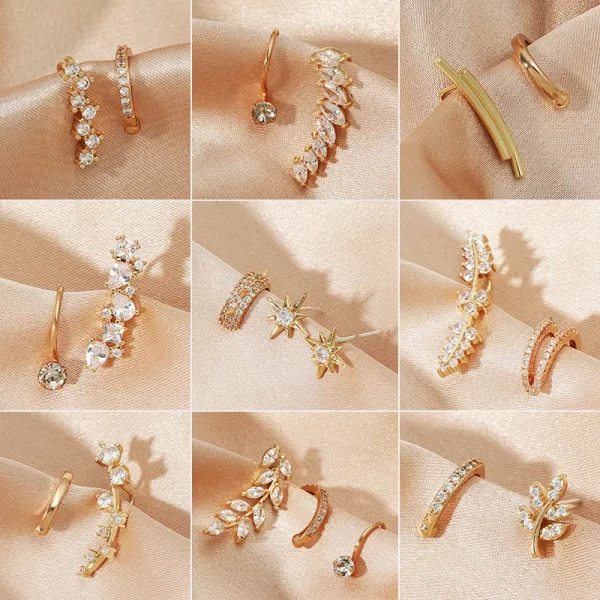Cartilage Conch Fake Without Piercing Cuff Earring Earcuff Wrap Rock No Women Crystal Clip Ear Adjustable - Image 5