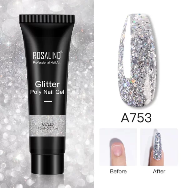 ROSALIND Multicolor Poly Nail Polish Gel Acrylic Extension Gule Profession Semi Permanent Resin Art Crystal Nail Glue 15ML/30ML - Image 21