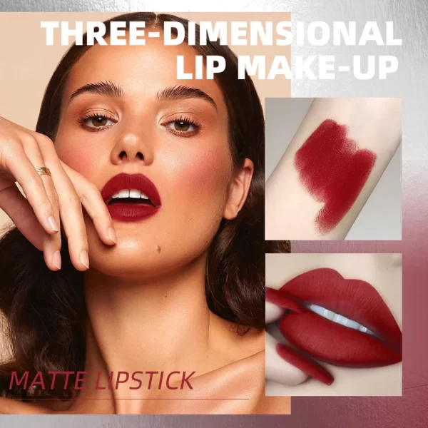 QIBEST Matte Lipstick Waterproof Long Lasting Non-stick Cup Lip Stick Not Fading Sexy Red Orange Velvet Lipstick Makeup Cosmetic - Image 3
