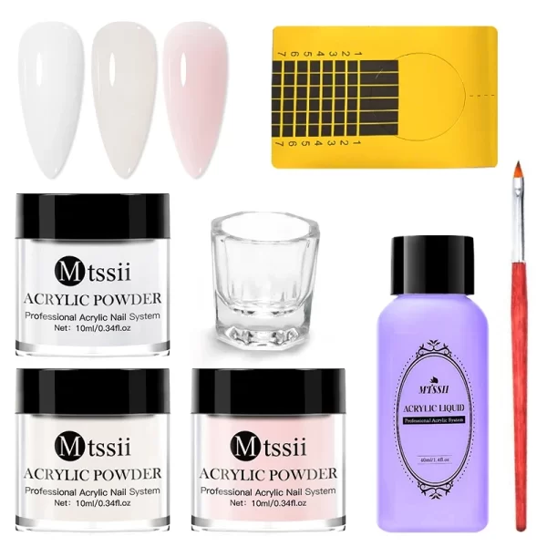 Nail Crystal Powder Kit Acrylic Liquid With Brush Pink White Acrylics For Nails Extension Carving Professional nail equipment - Image 2