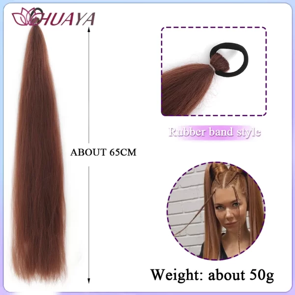 26inch Synthetic Ponytail Extensions With Rubber Band Ombre Braided Colorful Ponytail DIY Ponytail Hair Daily Party Wear Use - Image 12