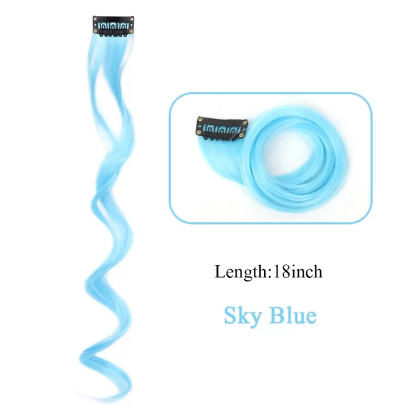 HUAYA Synthetic Long Curly Women Heat Resistant Clip In Hair Extension Hairpiece Gold Grey Purple Pink Red Colorful Extension - Image 24
