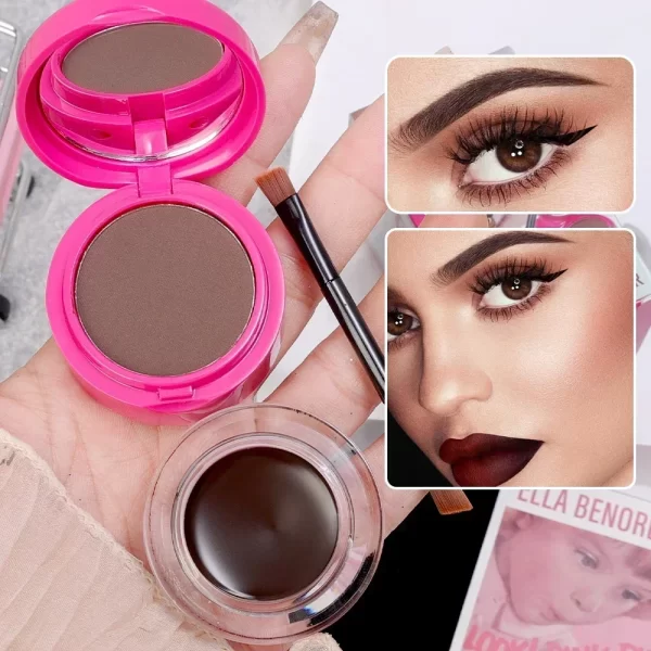 Matte Eyeliner Eyebrow Cream Gel 2 in 1 Waterproof Long Lasting Contouring Brown Black Brow Cream with Brushes Makeup Cosmetics - Image 4