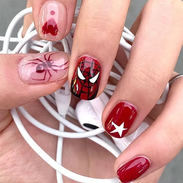 24pcs Halloween Spider Fake Nail Patch Printed French Coffin Ballet Fake Nail Wearable Full Cover Artificial Nail Tips for Girls - Image 13