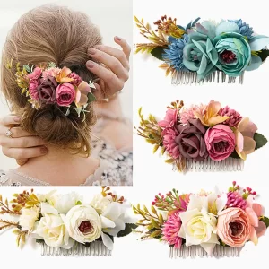 2024new Brides Wedding Flower Hair Comb Hairpin Bridesmaid Headdress Hair Combs Hair Accessories for Women Girls Floral Hairpins
