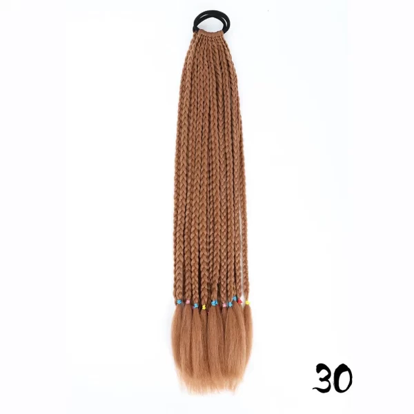 Synthetic Colored Braided Ponytail Hair Extension 60CM Elastic Rubber Band Braiding Ponytail Hair Extensions For Girls - Image 26