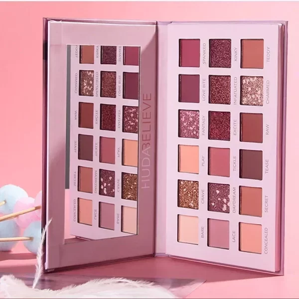 18 Colors Glitter Eyeshadow Palette With Makeup Mirror Pearlescent Matte Shimmer Pigment Nude Long Lasting Eye Shadow Makeup - Image 2