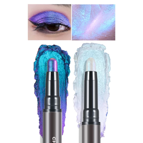 CHARMACY 2 In 1 Multichrome Eyeshadow Sticks High Pigmented Glitter Eyeshadow Waterproof Eye Shadow Pen Metallic Makeup 6 Color - Image 11