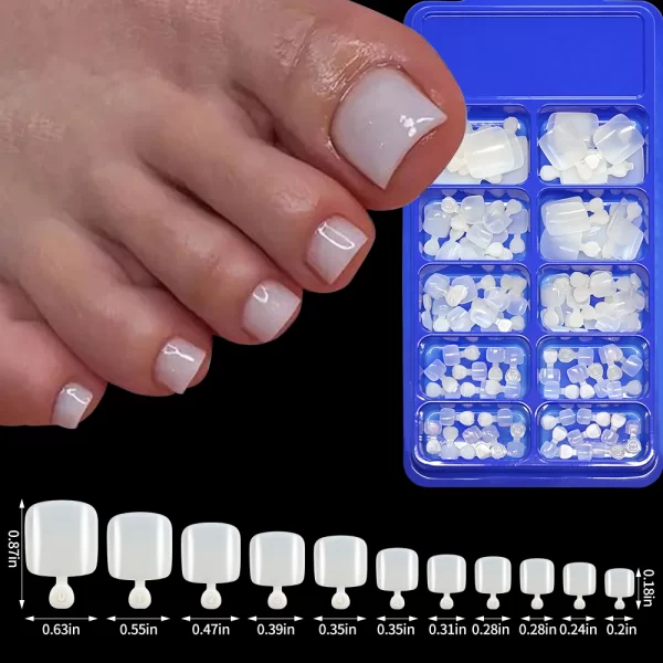 100Pcs/Box Short Square Fake Toenails Solid Color Acrylic Foot Nail Art Tip Press On Full-Cover Toenails Toe Extension Tools - Image 9