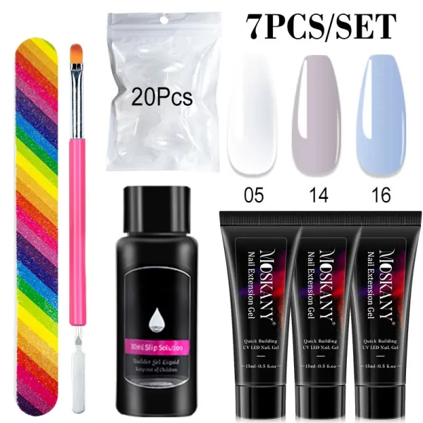 Poly Nail Gel Full Set With 6W LED Lamp Nail Set For Beginner Nail Tips Art 3D Design Decoration Extension Manicure Tools Kit - Image 7