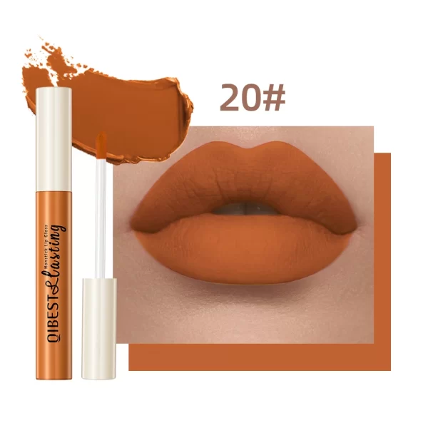 QIBEST 24 Colors Lip Gloss Sexy Red Waterproof  Nude Liquid Lipstick Non-Stick Long Lasting Black White Lipgloss Tint Cosmetics - Image 21
