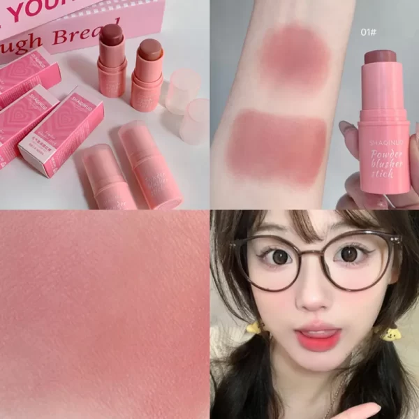 3 Color Blush Stick Matte Face Blusher Tinted Moisturizing Lasting Natural Rouge Contour Cream Blusher Cosmetics Cheek Makeup - Image 3