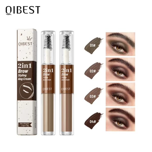 Double-head Eyebrow Styling Cream Waterproof 3D Eyebrow Tattoo Tint Transparent Setting Gel Wild Brow Pomade Quick-drying Makeup - Image 2